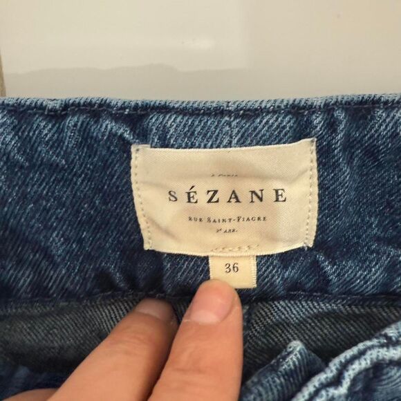Sezane Women's Blue and Navy Jeans - Picture 2 of 8